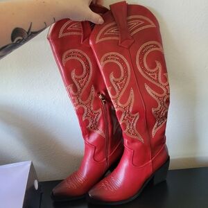 WETKISS Women's Knee High Cowgirl Boots